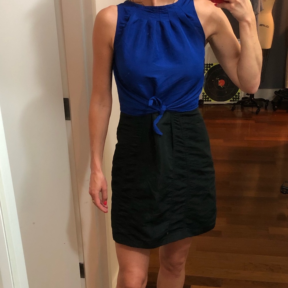 Richard Chai taffeta mini work black blue dress s